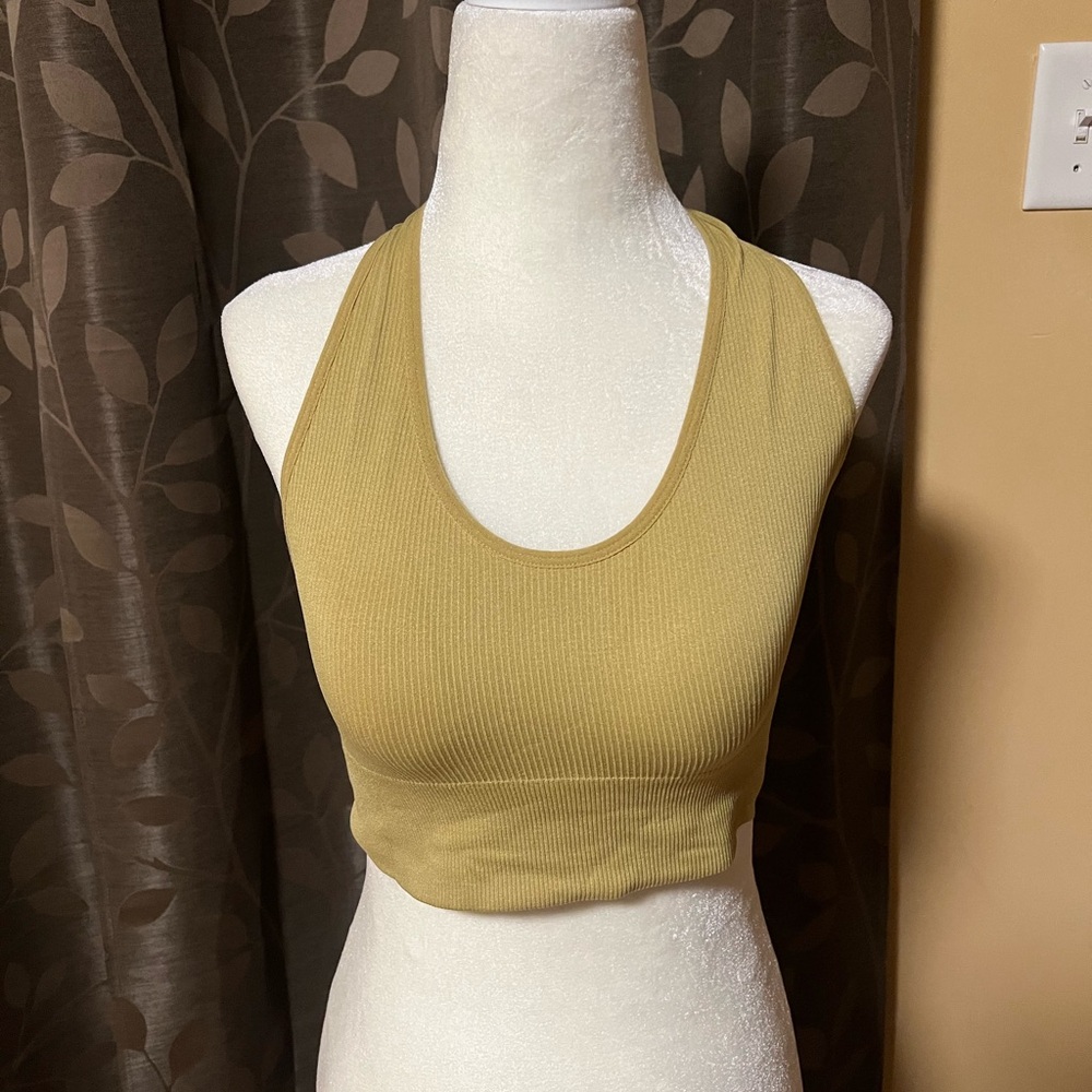Mustard Yellow Ribbed Crop Top